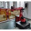 Red robotic arm CNC-controlled for precision manufacturing in metal fabrication Red robotic arm CNC-controlled for precision manufacturing in metal fabrication
