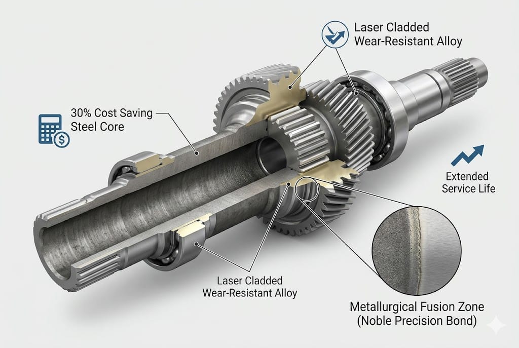 a detailed 3d cross section of an automotive transmission shaft