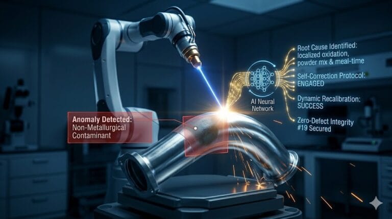 High-precision Ai Self Correction Zero Defect Cladding system showing laser beam path and component integration.