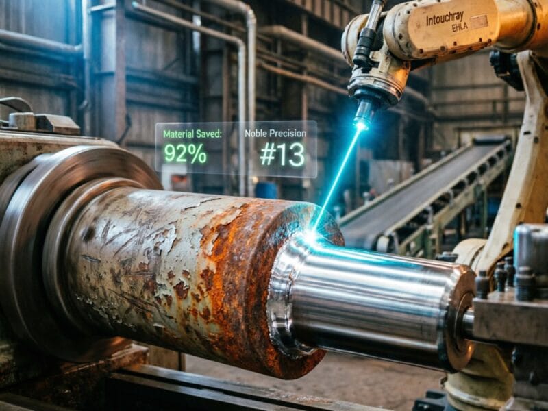 High-precision Circular Economy Laser Cladding Resource Security system showing laser beam path and component integration.