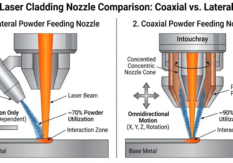 laser cladding nozzle comparison:coaxial vs lateral