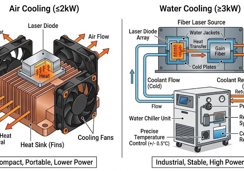 Comparing Air Cooling And Water Cooling For High Power Fiber Lasers