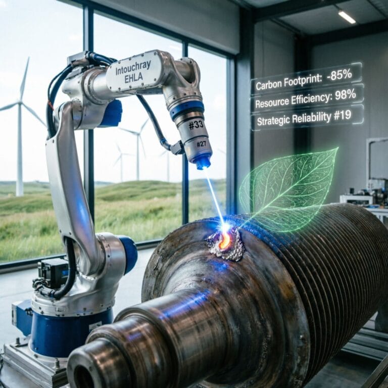 High-precision Green Beam Circular Economy Laser Cladding system showing laser beam path and component integration.