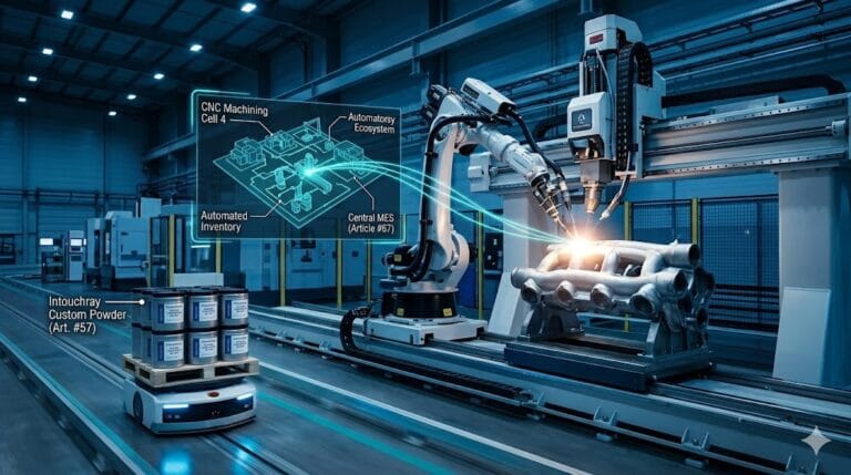High-precision Integrated Laser Cladding Industry 4 0 system showing laser beam path and component integration.