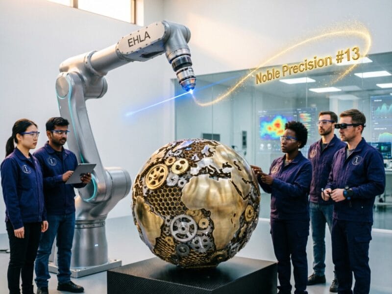 High-precision Intouchray Manifesto Future Of Manufacturing system showing laser beam path and component integration.