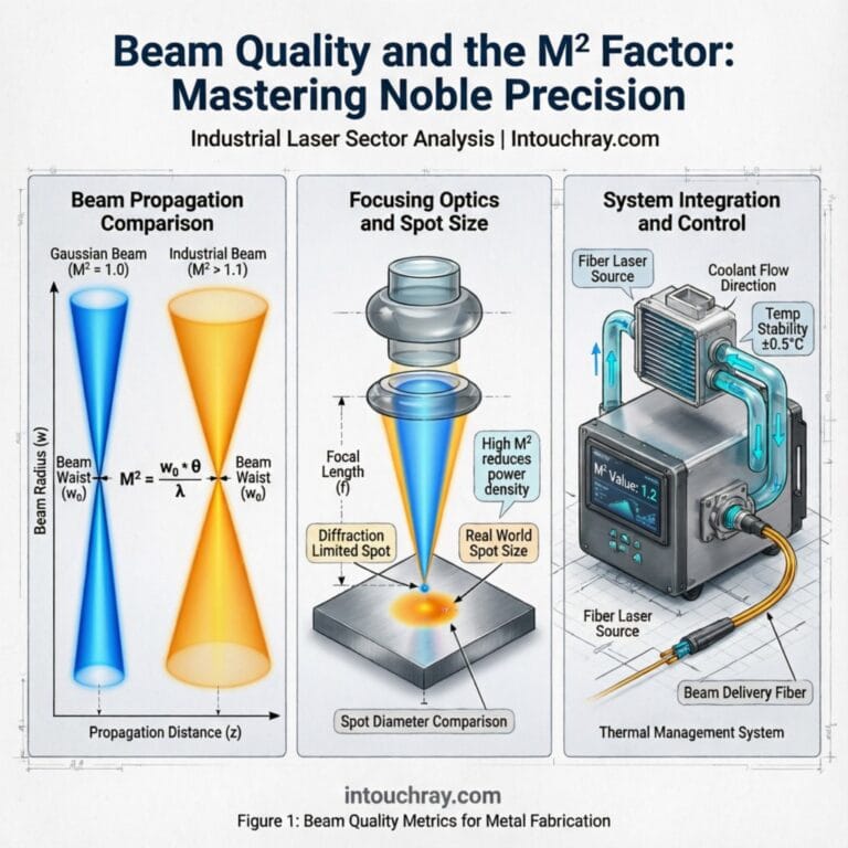 High-precision Laser Beam Quality M2 Factor Guide system showing laser beam path and component integration.