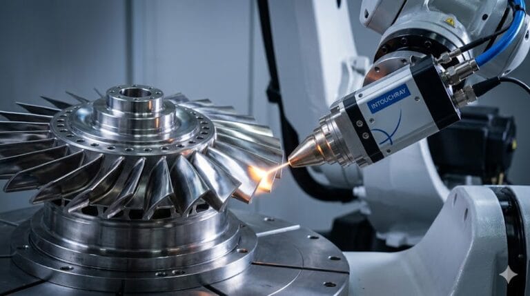 High-precision Laser Cladding Aerospace Repair Guide system showing laser beam path and component integration.