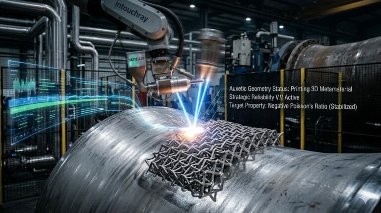 High-precision Laser Cladding Metamaterials Impossible Physics system showing laser beam path and component integration.