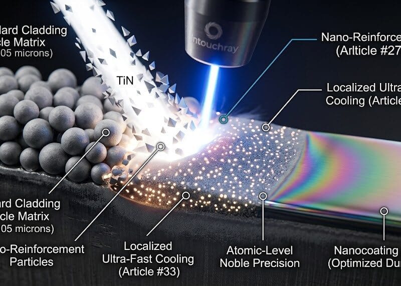 High-precision Laser Cladding Nanocoatings Quantum Metallurgy system showing laser beam path and component integration.