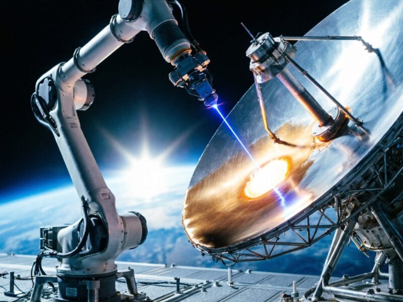 High-precision Laser Cladding Space Exploration Orbital Integrity system showing laser beam path and component integration.