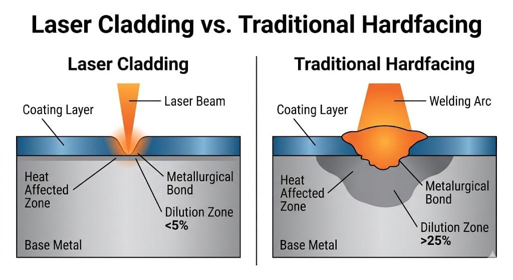 Surface Cladding Example Laser Cladding vs. Hardfacing: Which Surface Repair is Best?