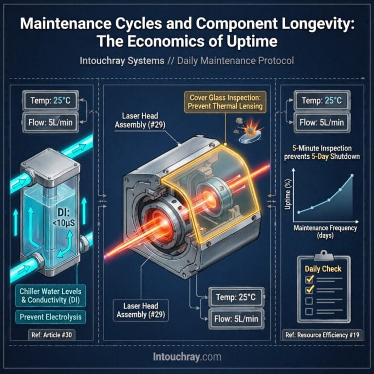 High-precision Laser Maintenance Longevity Guide system showing laser beam path and component integration.