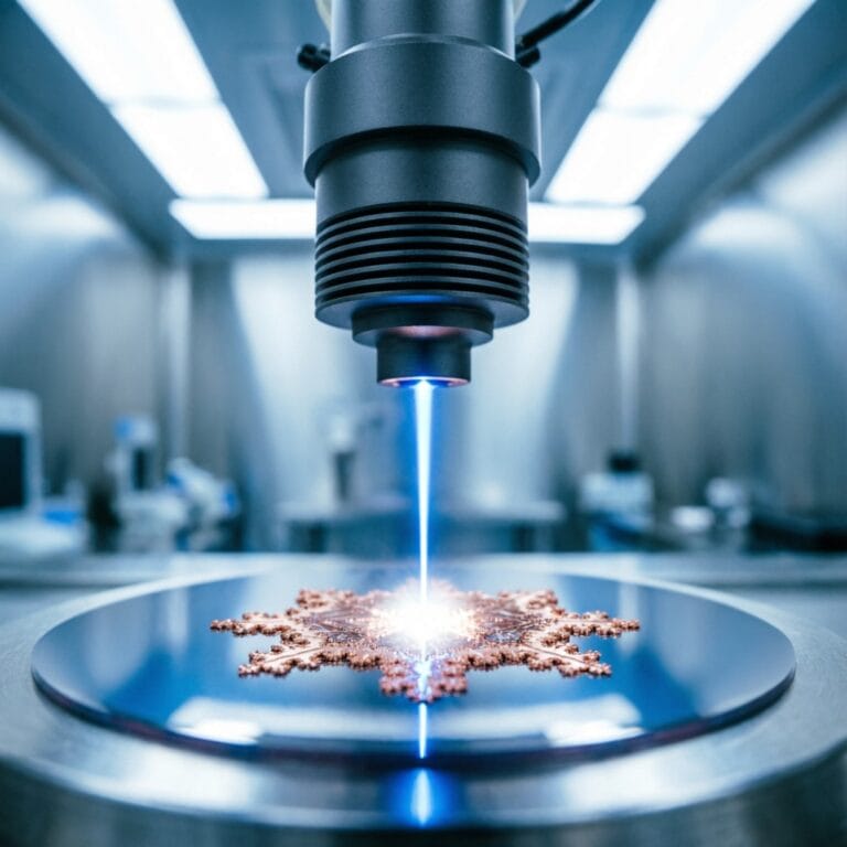 High-precision Micro Laser Cladding Electronics High Tech system showing laser beam path and component integration.