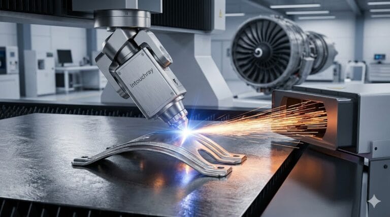 Aerospace Laser Cutting Superalloys system showing laser beam path and component integration.