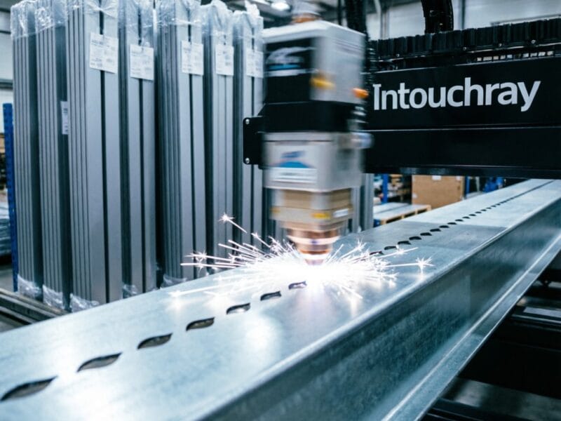 Industrial Racking Shelving Laser Cutting Production system showing laser beam path and component integration