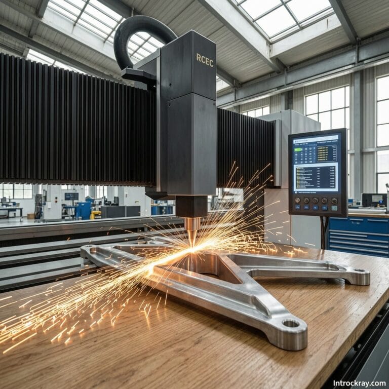 5-axis CNC laser welding system tracing complex 3D titanium bracket with micron precision in industrial setting