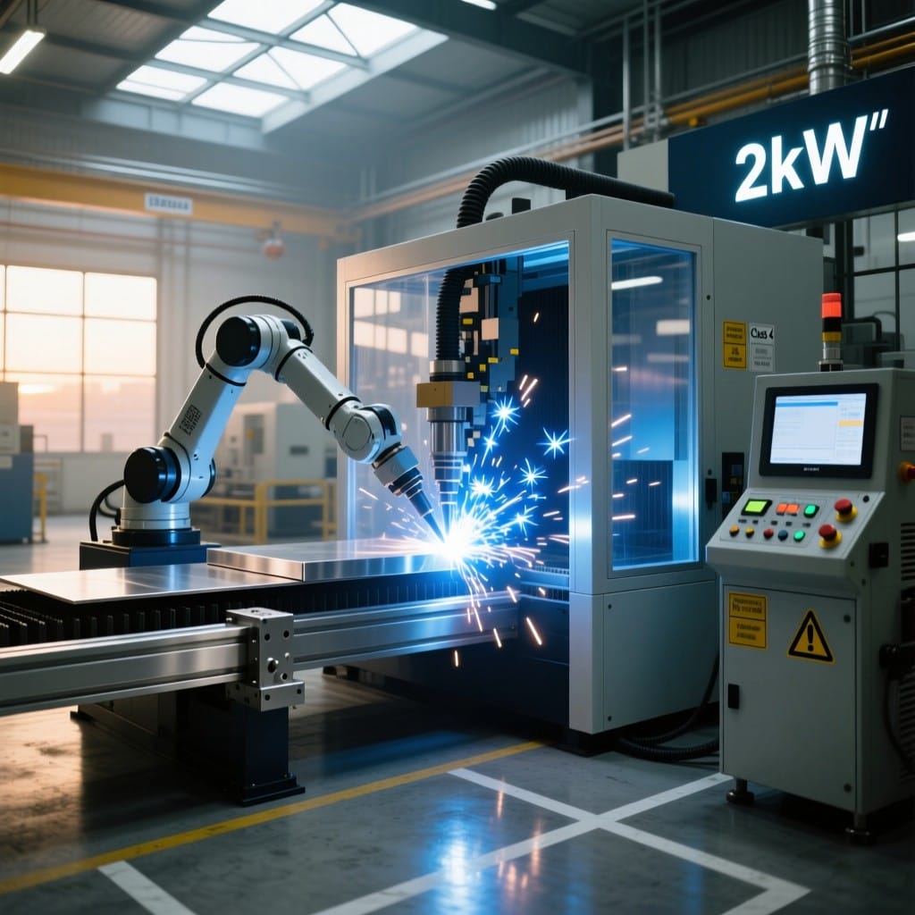Fiber laser welding dissimilar metals in industrial automation setting with real-time power monitoring