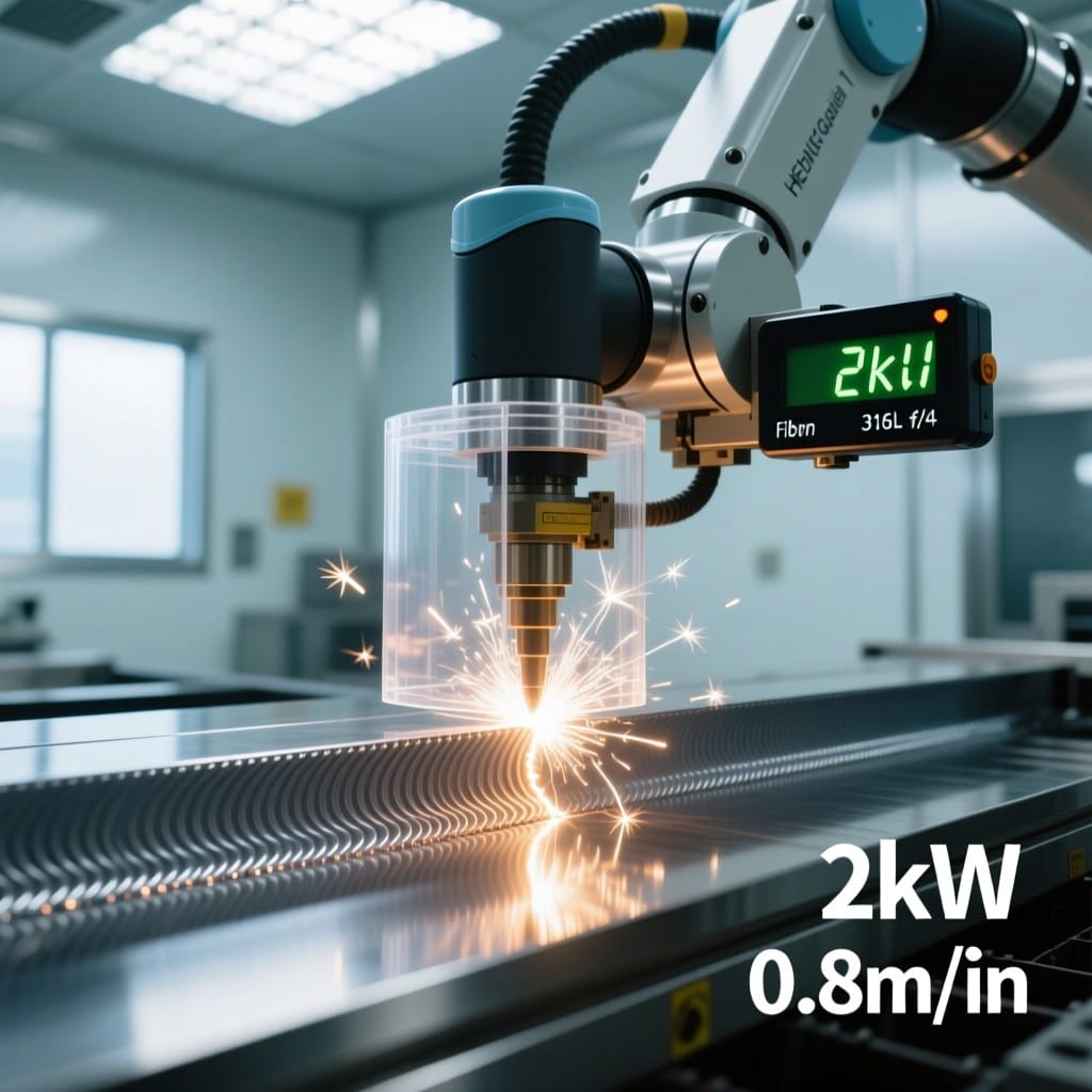 Fiber laser welding sterile seam on 316L stainless steel in medical device manufacturing under Class 1 safety enclosure