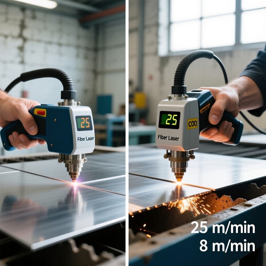 Fiber vs CO2 laser cutting speed comparison on 1mm stainless steel