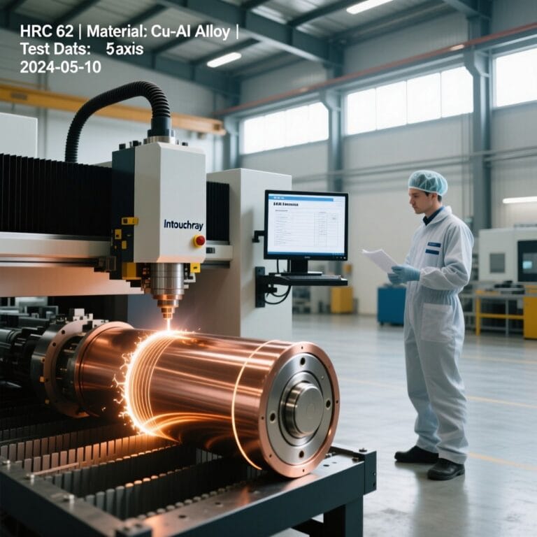 Intouchray 5-axis CNC laser cladding copper alloy on battery terminal with hardness verification