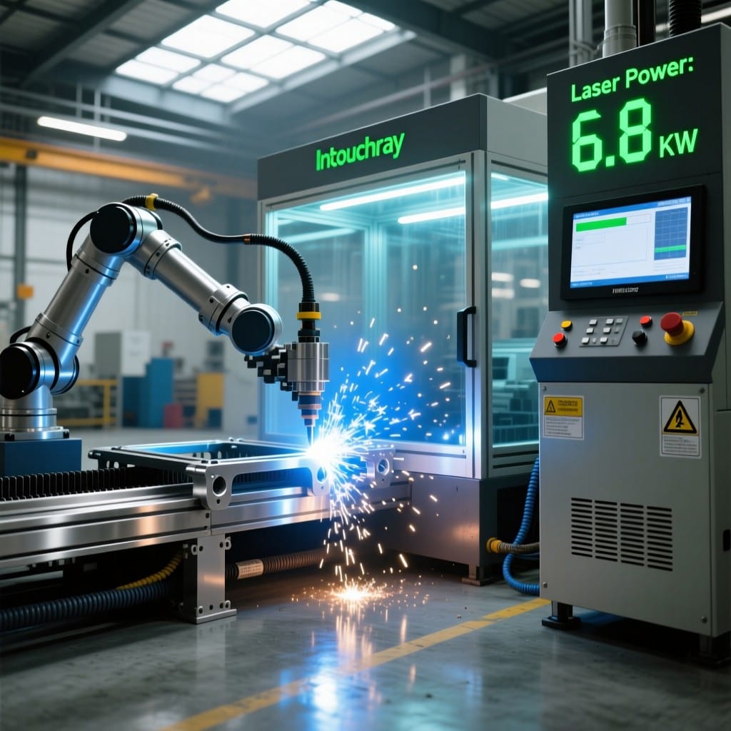 Intouchray laser welding stainless steel brackets using keyhole mode under robotic automation with safety enclosure