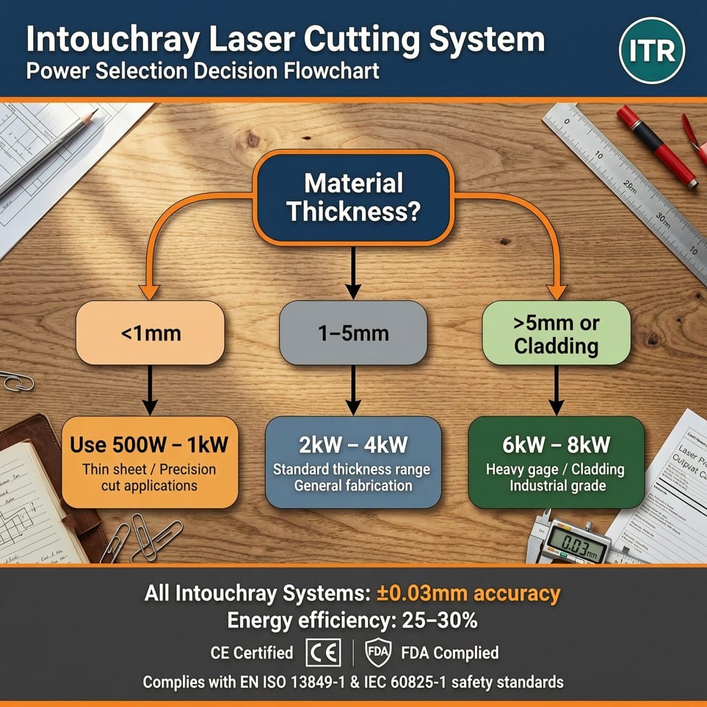 Intouchray portable laser welder selection flowchart by material thickness and application