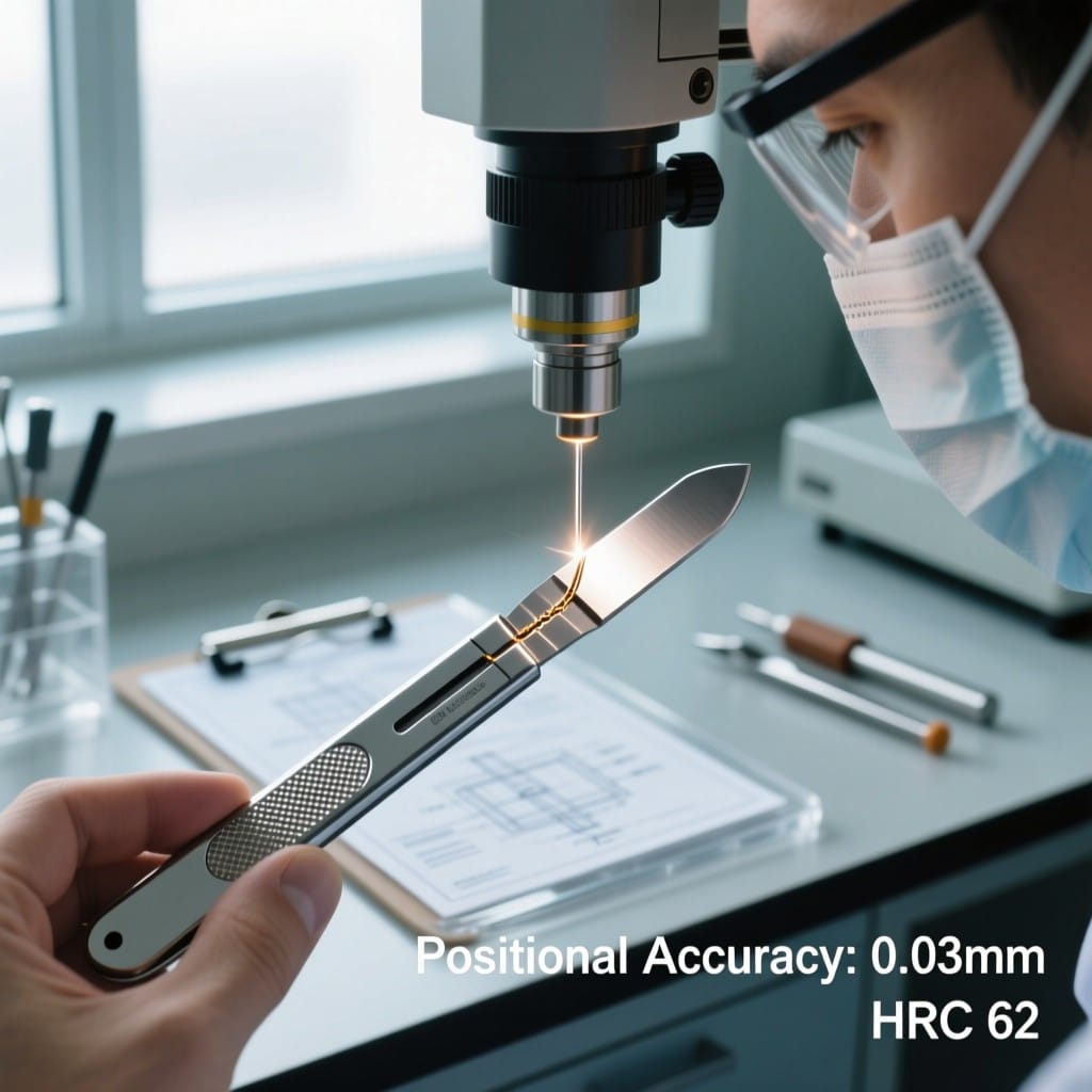 Precision fillet weld inspection on medical device with hardness and accuracy metrics
