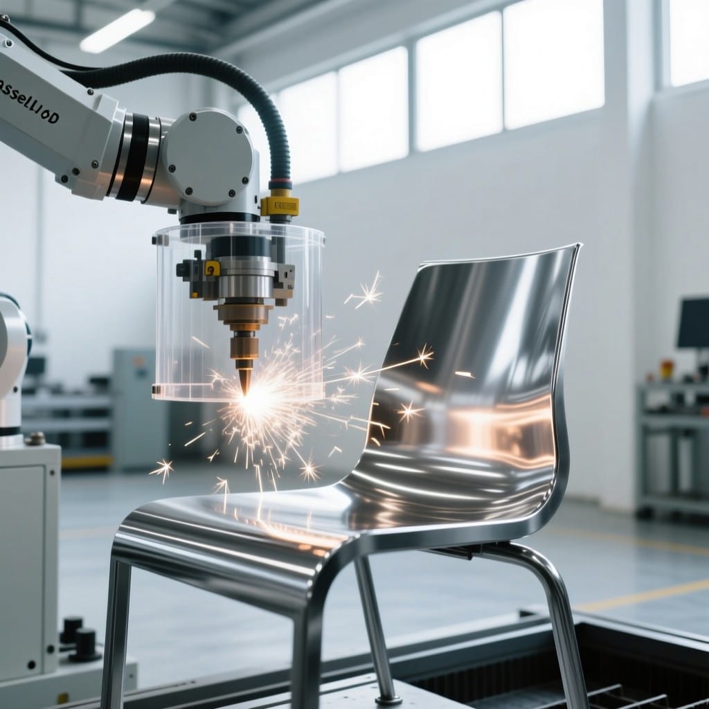 Robotic fiber laser welding a sleek metal chair frame with no post-grinding required