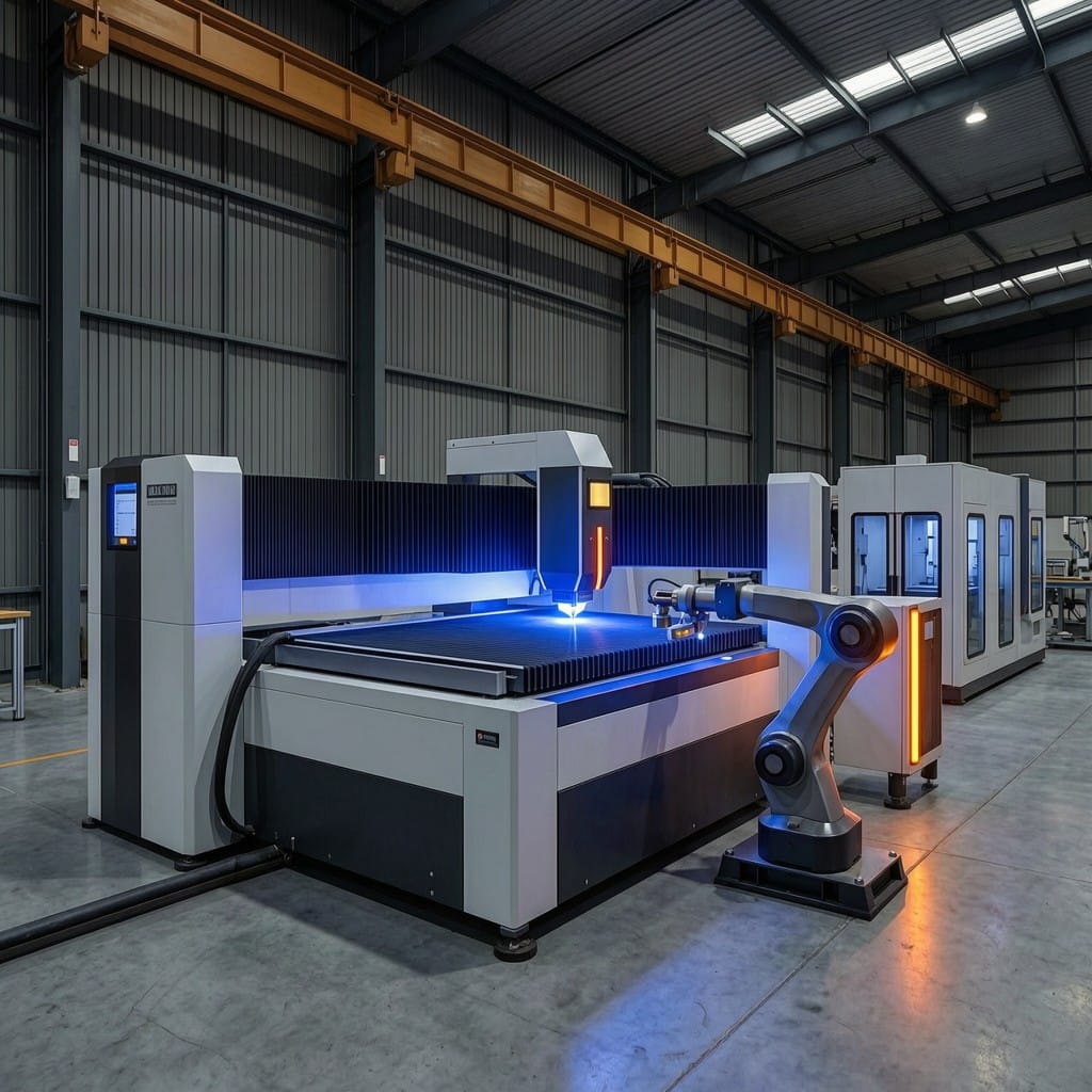 Automated nozzle management system operating on a fiber laser cutter in a lights-out factory environment