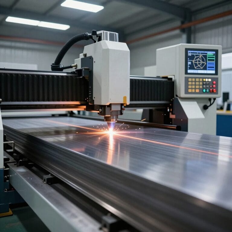 Fiber laser head creating precise bevel angle for thick plate welding on steel