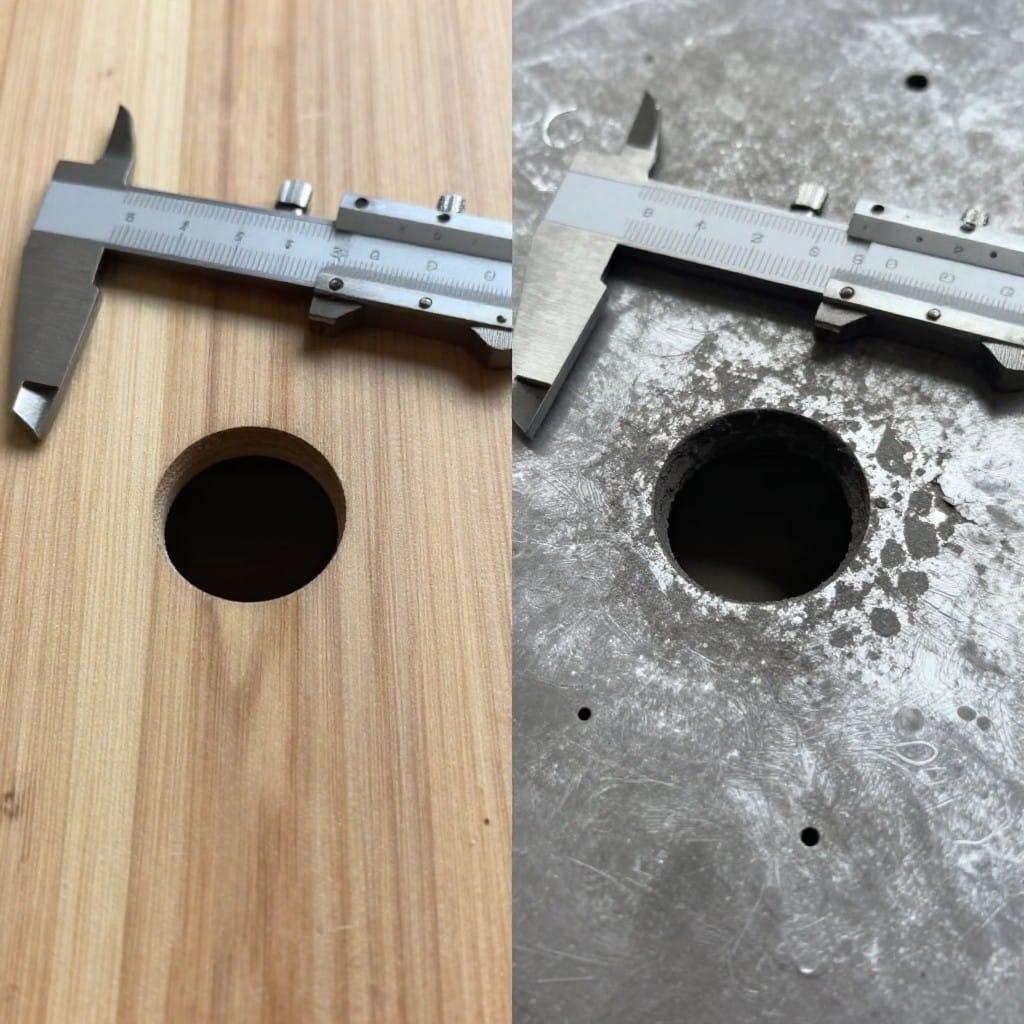 Comparison of hole quality between intelligent and standard piercing methods on thick steel