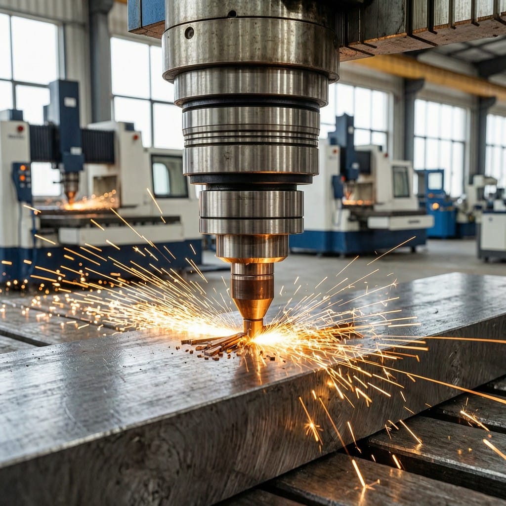 Fiber laser head performing intelligent piercing on thick steel plate to reduce cycle time