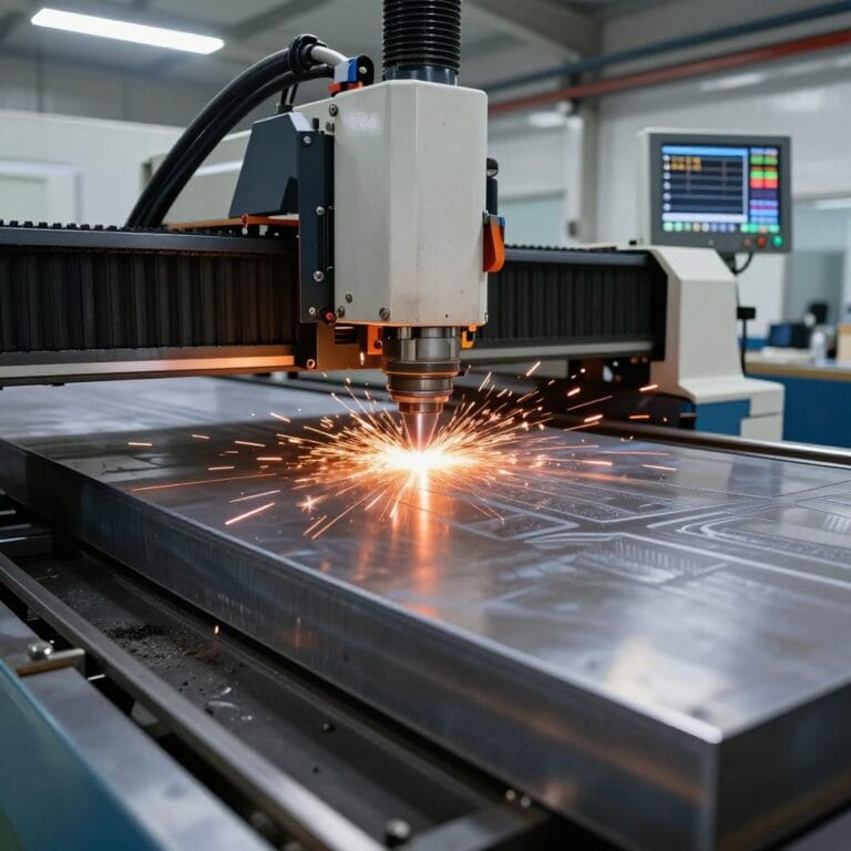 Fiber laser cutting head optimizing heavy plate nesting software yield on thick steel