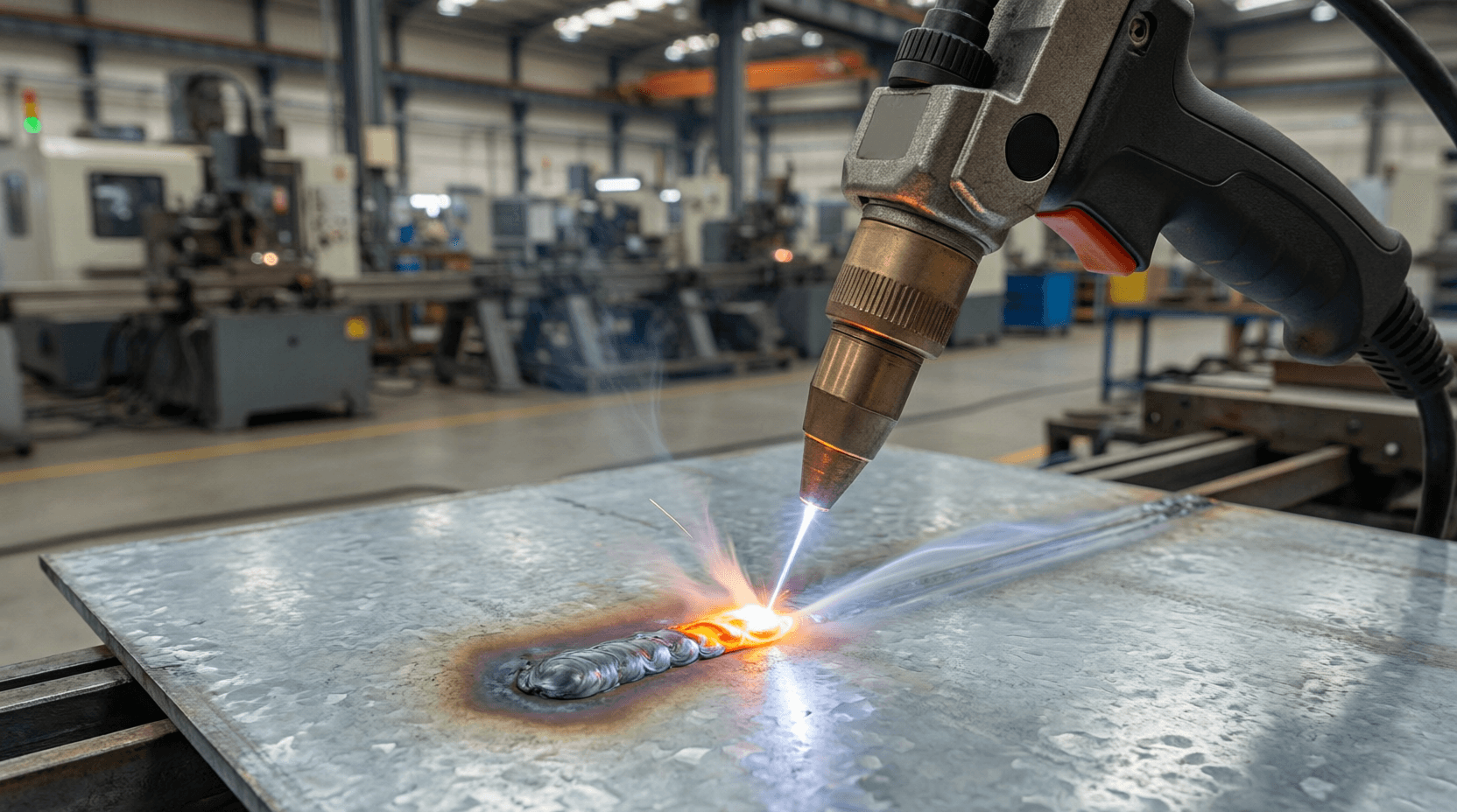 Fiber laser micro-welding system creating precision weld pool on gold jewelry setting