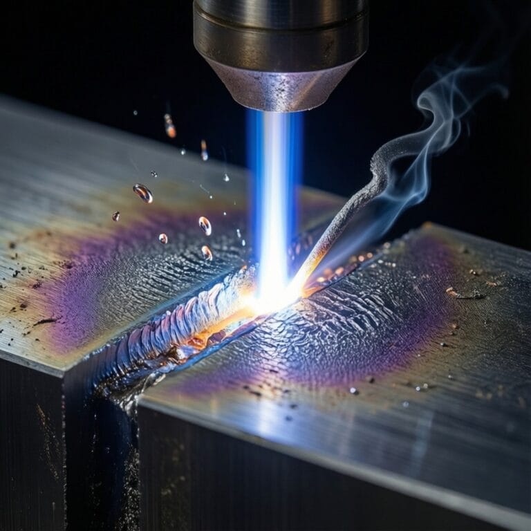 Close-up view of laser processing for Aluminum Alloy Welding: Overcoming High Th for Aluminum Alloy Welding: Overcoming High