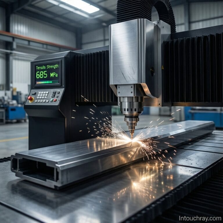 Laser welding process showing precise seam formation on metal sheets meeting seam tensile strength testing standards