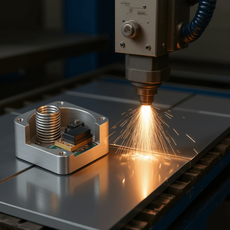 Fiber laser cutting head with anti-collision sensor system for protecting high-value cutting heads during industrial sheet metal processing