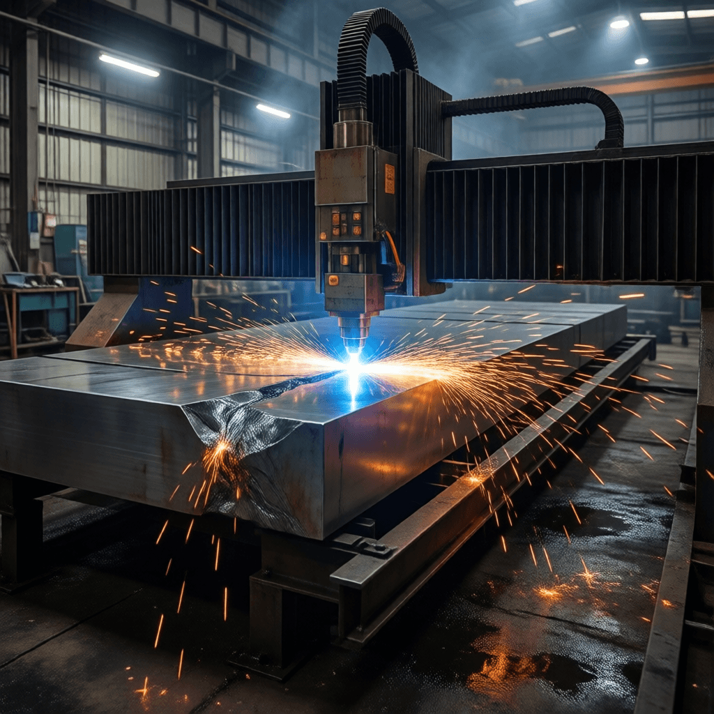 Bevel cutting thick steel plate with fiber laser