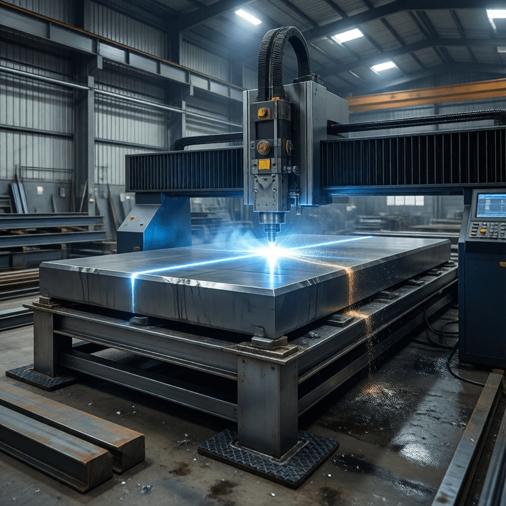CNC fiber laser bevel cutting structural steel