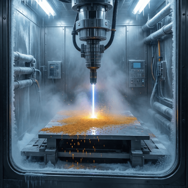Cryogenic laser cladding strengthening steel at absolute zero
