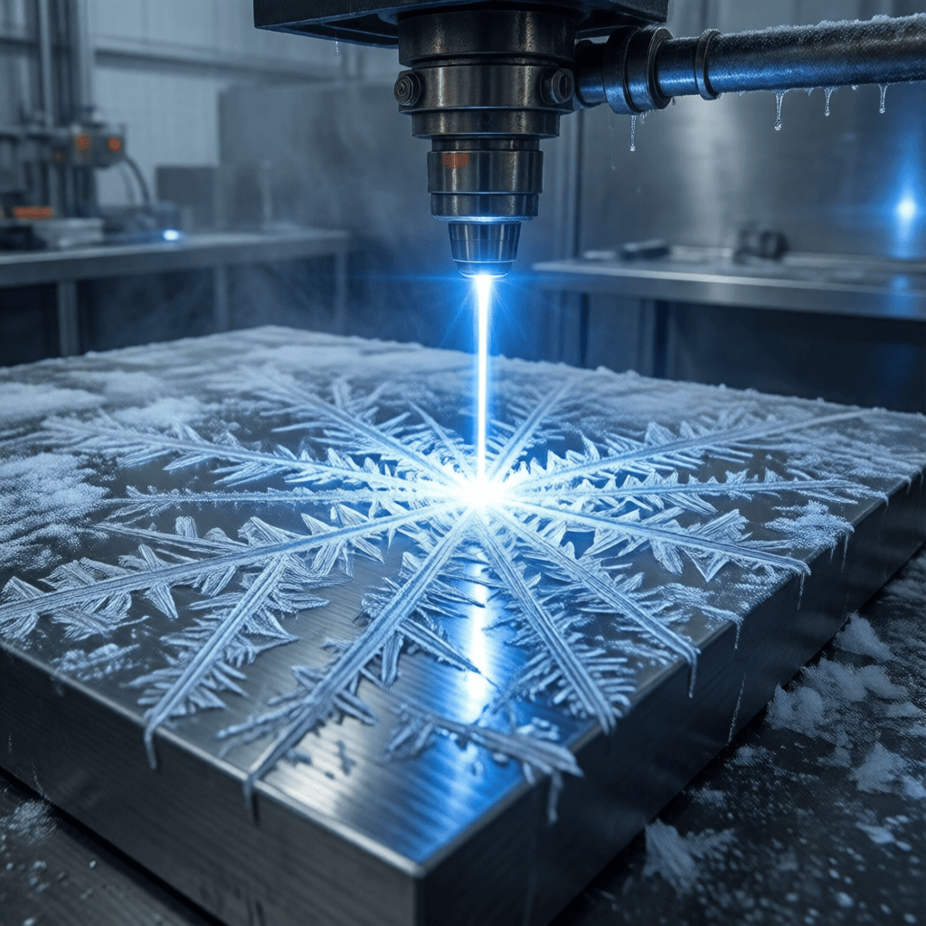 Cryogenic laser cladding process close-up