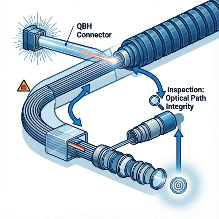 Laser welding fiber delivery cable inspection workflow schematic