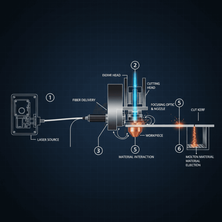 How fiber laser cladding works - technical cutaway diagram of laser cladding process for Industry 5.0 smart manufacturing