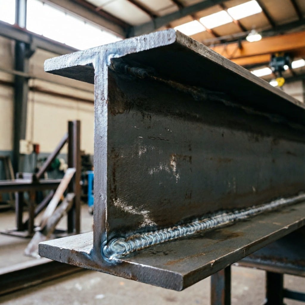 Laser-welded structural steel joint demonstrating precision metal joining for construction
