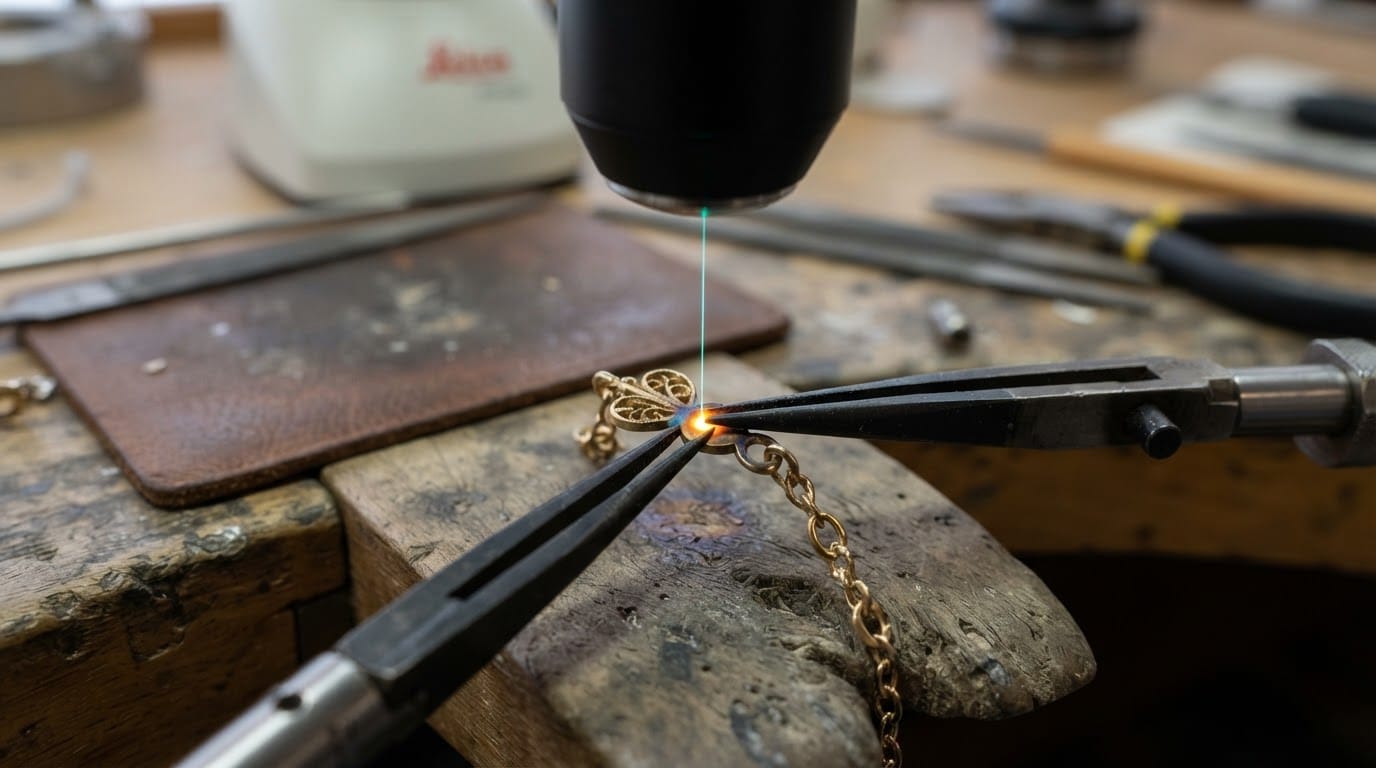 Precision laser micro-welding for jewelry scale components