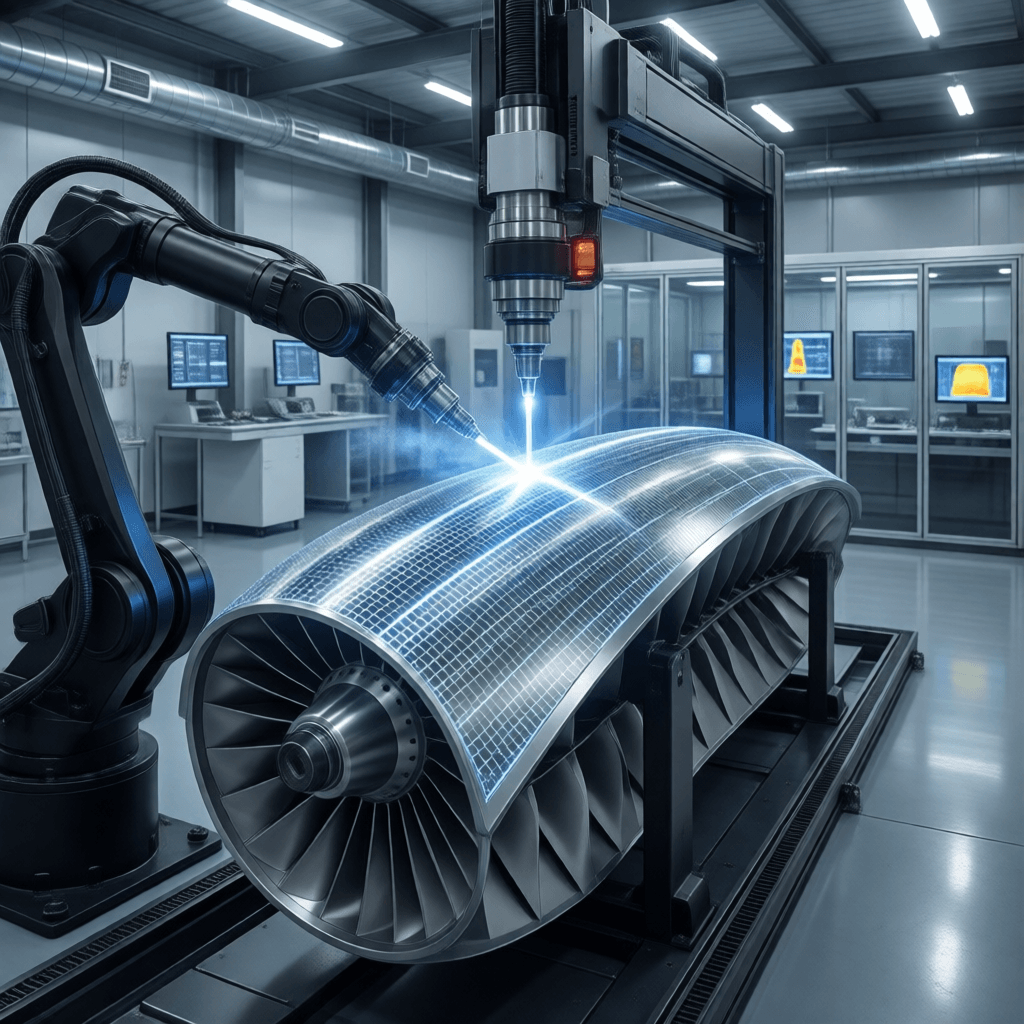 Laser cladding machine depositing self-sensing coating
